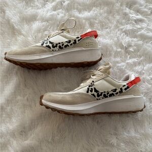 Stylish Cream and Red Women's Sneakers